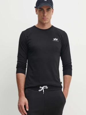 Alpha Industries longsleeve bawełniany Basic LS Small Logo kolor czarny z nadrukiem 198517.03