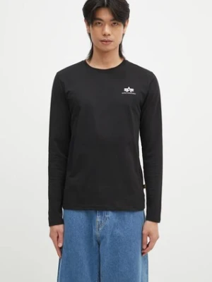 Alpha Industries longsleeve bawełniany Basic LS Small Logo kolor czarny z nadrukiem 198517.03
