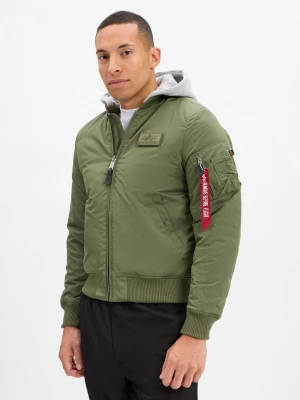 Alpha Industries Męska kurtka bomberka - MA-1 Two Tone Hood Mężczyźni Sztuczne włókno zielony jednolity,