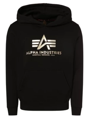 Alpha Industries Męski sweter z kapturem Mężczyźni czarny nadruk,