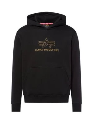 Alpha Industries Męski sweter z kapturem Mężczyźni Materiał dresowy czarny jednolity,