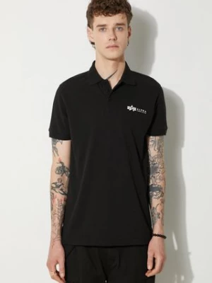 Alpha Industries polo bawełniane Basic kolor czarny z nadrukiem 106600.03-CZARNY