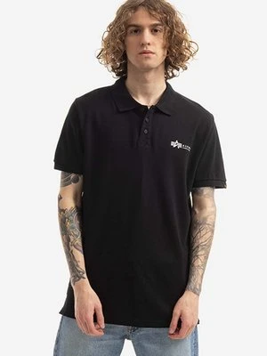 Alpha Industries polo bawełniane Basic kolor czarny z nadrukiem 106600.03-CZARNY