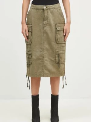 Alpha Industries spódnica bawełniana kolor zielony midi prosta 148068