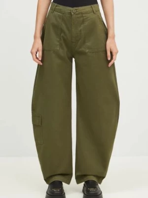 Alpha Industries spodnie bawełniane Field Pant kolor zielony szerokie high waist 148021