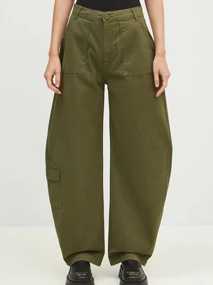 Alpha Industries spodnie bawełniane Field Pant kolor zielony szerokie high waist 148021