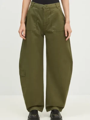 Alpha Industries spodnie bawełniane Field Pant kolor zielony szerokie high waist 148021