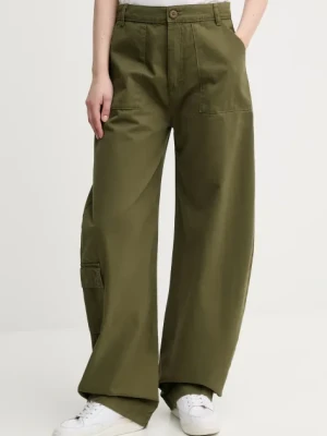 Alpha Industries spodnie bawełniane Field Pant kolor zielony szerokie high waist 148021