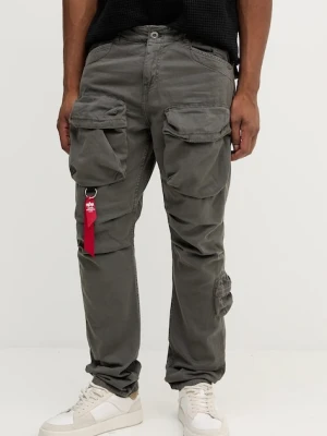 Alpha Industries spodnie bawełniane męskie kolor szary w fasonie cargo 148207.684