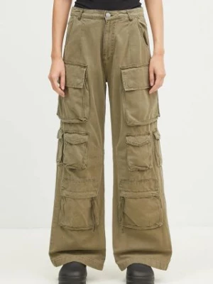 Alpha Industries spodnie bawełniane Multipocket Pant kolor zielony szerokie high waist 148022