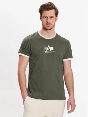 Alpha Industries T-Shirt Basic T Contrast 106501 Zielony Regular Fit