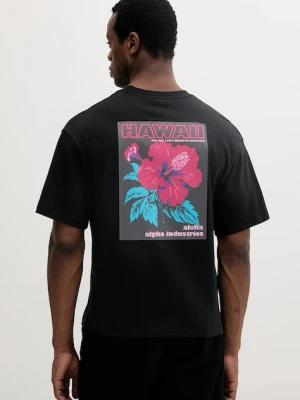 Alpha Industries t-shirt bawełniany Aloha Flower T BP męski kolor czarny z nadrukiem 156523