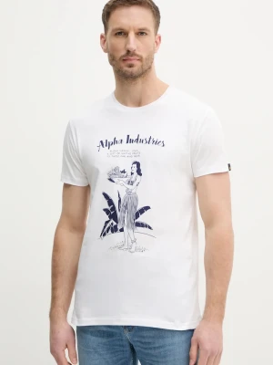 Alpha Industries t-shirt bawełniany Alpha Hawaii T biały