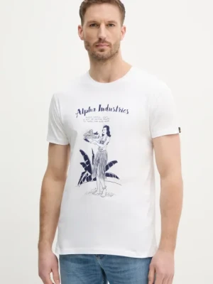 Alpha Industries t-shirt bawełniany Alpha Hawaii T męski kolor biały z nadrukiem 156525
