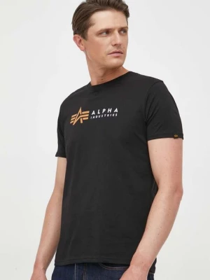 Alpha Industries t-shirt bawełniany Alpha Label T kolor czarny z nadrukiem 118502 03 118502.03-CZARNY
