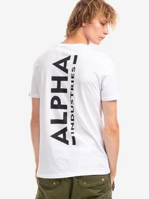 Alpha Industries t-shirt bawełniany Backprint T kolor biały z nadrukiem 128507 09 128507.09-BIALY