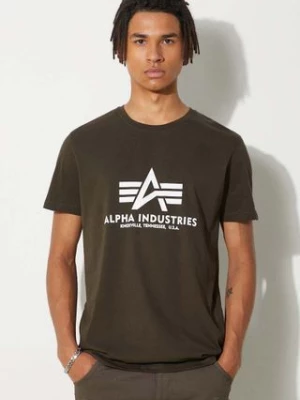 Alpha Industries t-shirt bawełniany Basic kolor brązowy z nadrukiem 100501.413-BRAZOWY