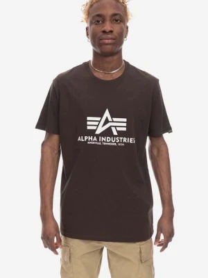 Alpha Industries t-shirt bawełniany Basic kolor brązowy z nadrukiem 100501.413-BRAZOWY