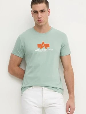 Alpha Industries t-shirt bawełniany Basic Rubber męski kolor zielony z aplikacją 100501RB