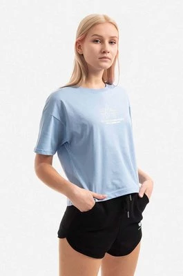 Alpha Industries t-shirt bawełniany Basic T COS ML Foil Print Wmn kolor niebieski 106062.513-NIEBIESKI