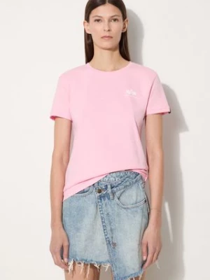 Alpha Industries t-shirt bawełniany Basic T Logo Wmn kolor różowy 196054.491-ROZOWY