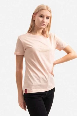 Alpha Industries t-shirt bawełniany Basic T ML Foil Print Wmn kolor pomarańczowy 106061.640-POMARANCZO
