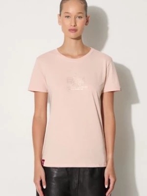 Alpha Industries t-shirt bawełniany Basic T ML Foil Print Wmn kolor pomarańczowy 106061.640-POMARANCZO