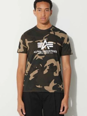 Alpha Industries t-shirt bawełniany Basic T-Shirt Camo kolor zielony wzorzysty 100501C.408