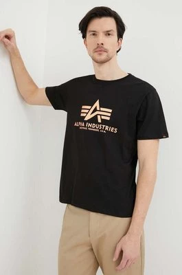 Alpha Industries t-shirt bawełniany Basic T-Shirt Foil Print kolor czarny z nadrukiem 100501FP.365