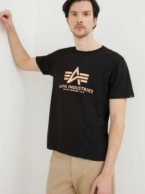 Alpha Industries t-shirt bawełniany Basic T-Shirt Foil Print kolor czarny z nadrukiem 100501FP.365