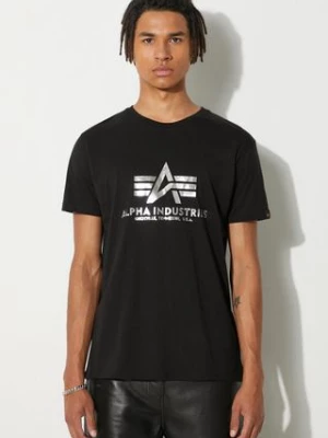 Alpha Industries t-shirt bawełniany Basic T-Shirt Foil Print kolor czarny z nadrukiem 100501FP.530