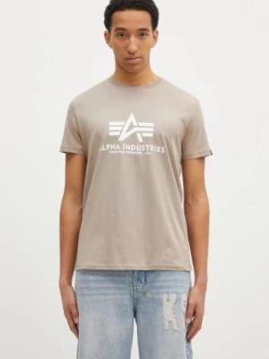 Alpha Industries t-shirt bawełniany Basic T-Shirt kolor beżowy z nadrukiem 100501.679-BEZOWY