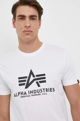 Alpha Industries t-shirt bawełniany Basic T-Shirt kolor biały z nadrukiem 100501.09