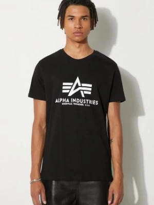 Alpha Industries t-shirt bawełniany Basic T-Shirt kolor czarny z nadrukiem 100501.03
