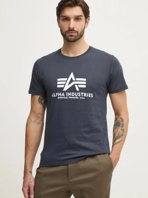 Alpha Industries t-shirt bawełniany Basic T-Shirt kolor granatowy z nadrukiem 100501.02