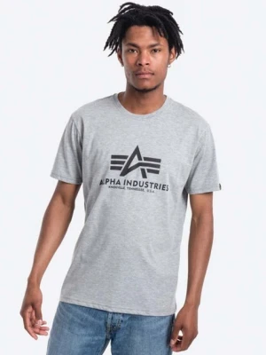 Alpha Industries t-shirt bawełniany Basic T-Shirt kolor szary z nadrukiem 100501.17