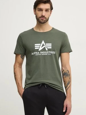 Alpha Industries t-shirt bawełniany Basic T-Shirt kolor zielony z nadrukiem 100501.142