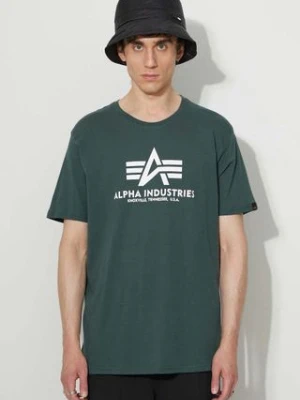 Alpha Industries t-shirt bawełniany Basic T-Shirt kolor zielony z nadrukiem 100501.610