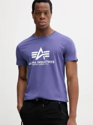 Alpha Industries t-shirt bawełniany Basic T-Shirt męski kolor fioletowy z nadrukiem 100501