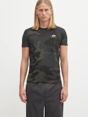 Alpha Industries t-shirt bawełniany Basic T Small Logo Camo kolor czarny wzorzysty 188505C.125