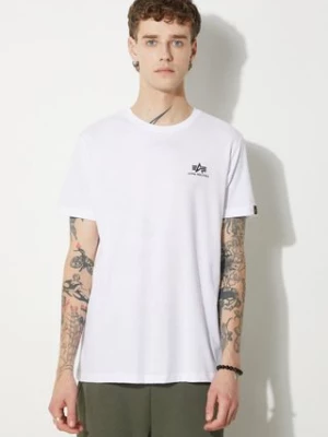 Alpha Industries t-shirt bawełniany Basic T Small Logo kolor biały z nadrukiem 188505.09