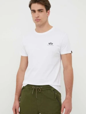 Alpha Industries t-shirt bawełniany Basic T Small Logo kolor biały z nadrukiem 188505.09