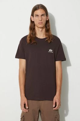 Alpha Industries t-shirt bawełniany Basic T Small Logo kolor brązowy gładki 188505.696