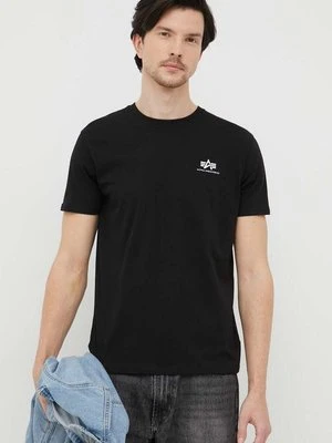 Alpha Industries t-shirt bawełniany Basic T Small Logo kolor czarny z nadrukiem 188505.03