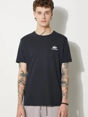 Alpha Industries t-shirt bawełniany Basic T Small Logo kolor granatowy gładki 188505.07
