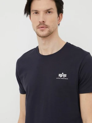 Alpha Industries t-shirt bawełniany Basic T Small Logo kolor granatowy gładki 188505.07