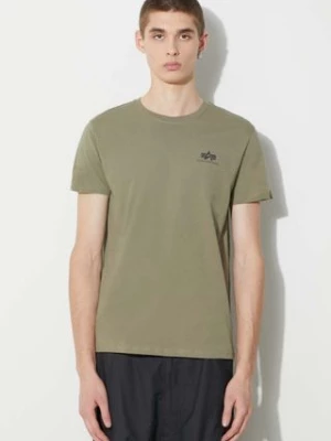 Alpha Industries t-shirt bawełniany Basic T Small Logo kolor zielony gładki 188505.11