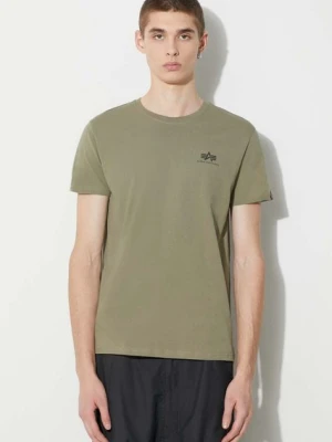 Zdjęcie produktu Alpha Industries t-shirt bawełniany Basic T Small Logo kolor zielony gładki 188505.11