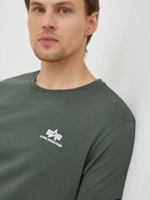 Alpha Industries t-shirt bawełniany Basic T Small Logo kolor zielony gładki 188505.142
