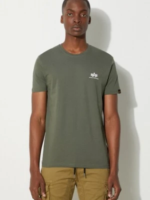 Alpha Industries t-shirt bawełniany Basic T Small Logo kolor zielony gładki 188505.142